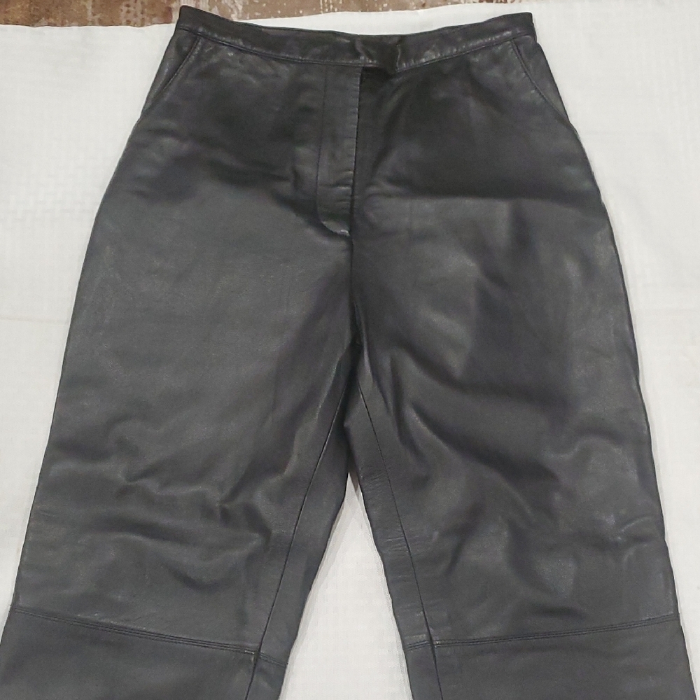 Vtg Alfani Black  Leather Pants - Picture 2 of 13